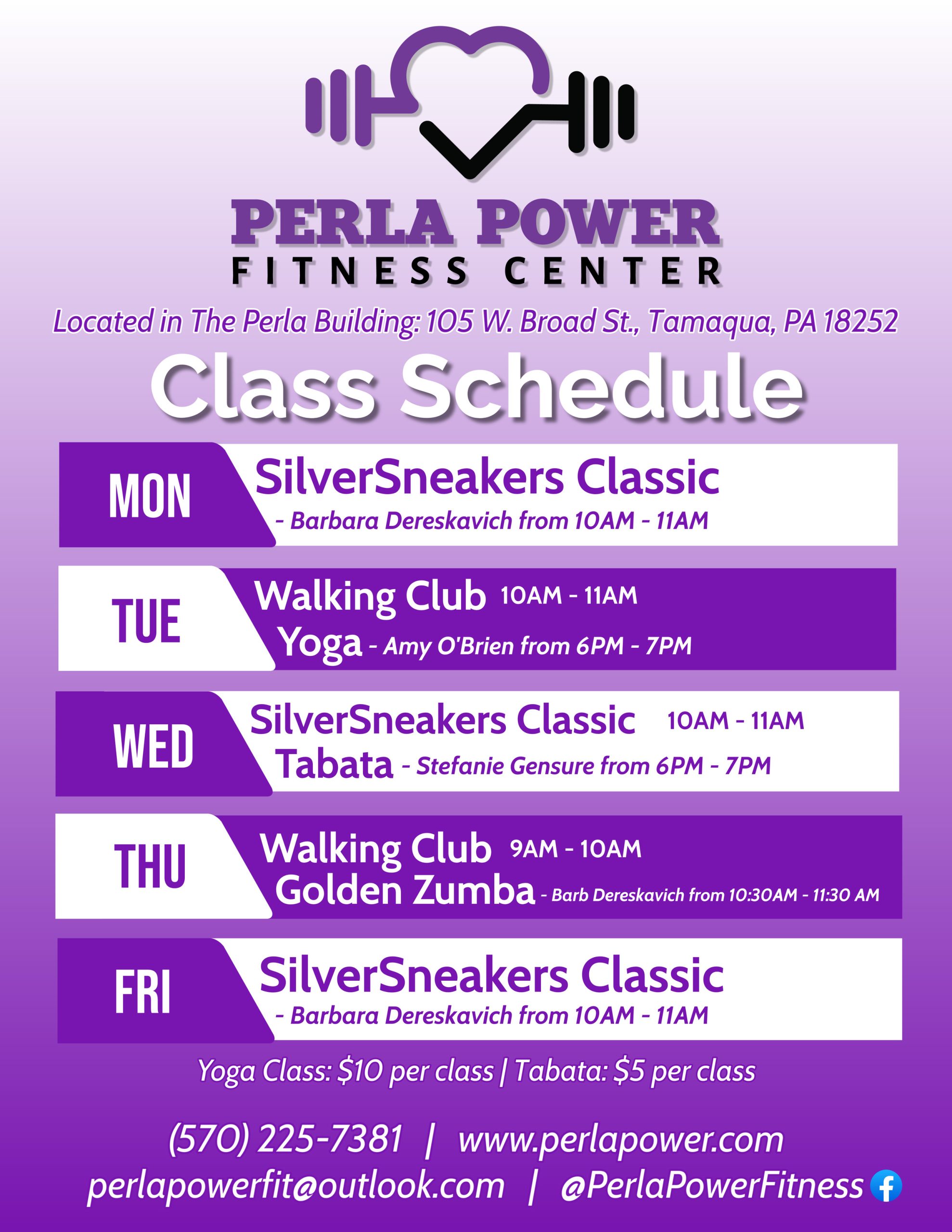 Perla Power Class Schedule 11.06.23
